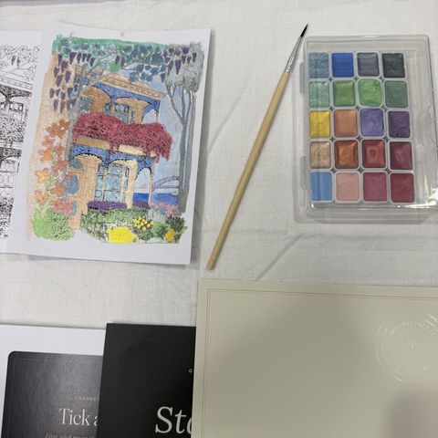 Paints and brushes from the July box