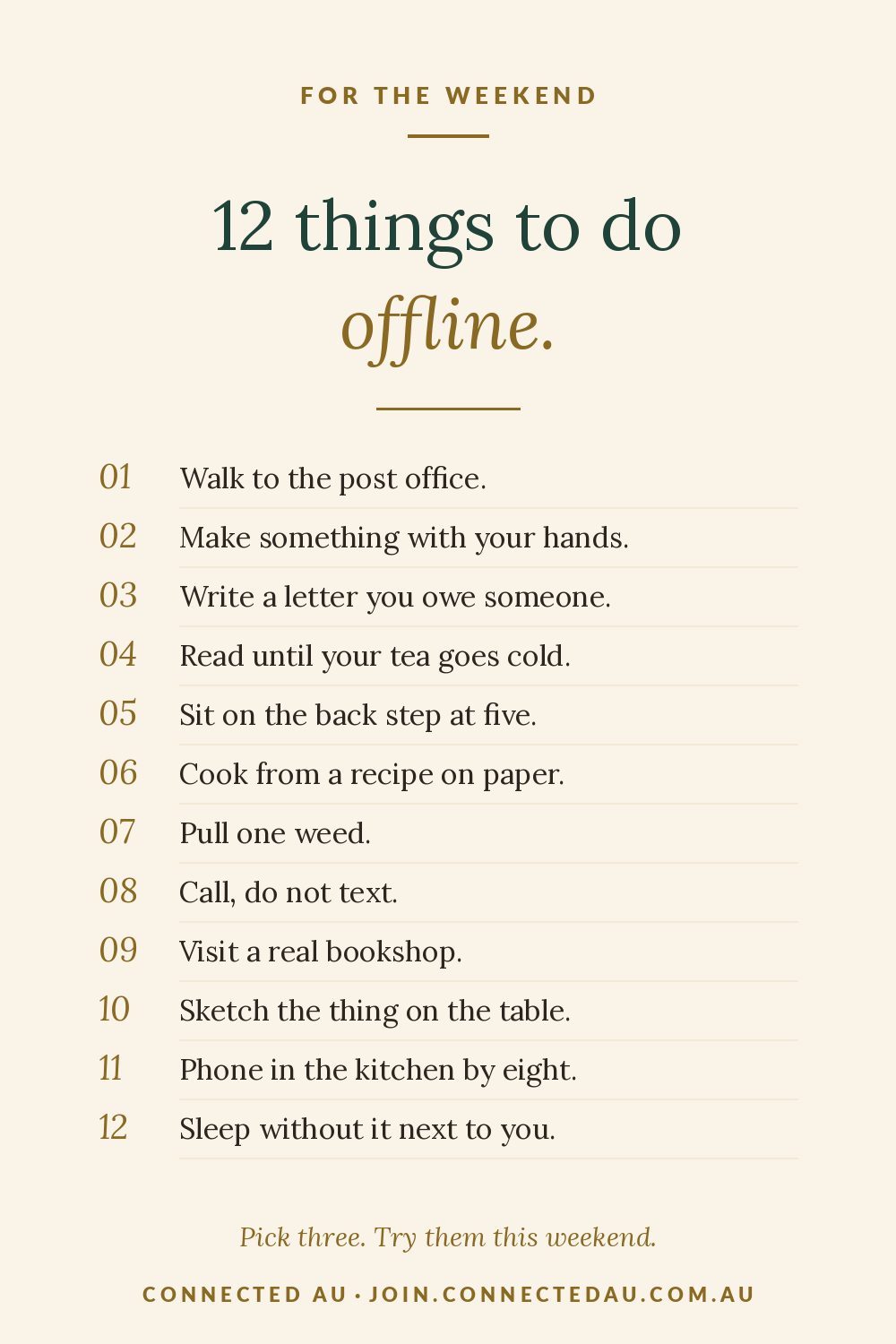 12 Things to Do Offline This Weekend