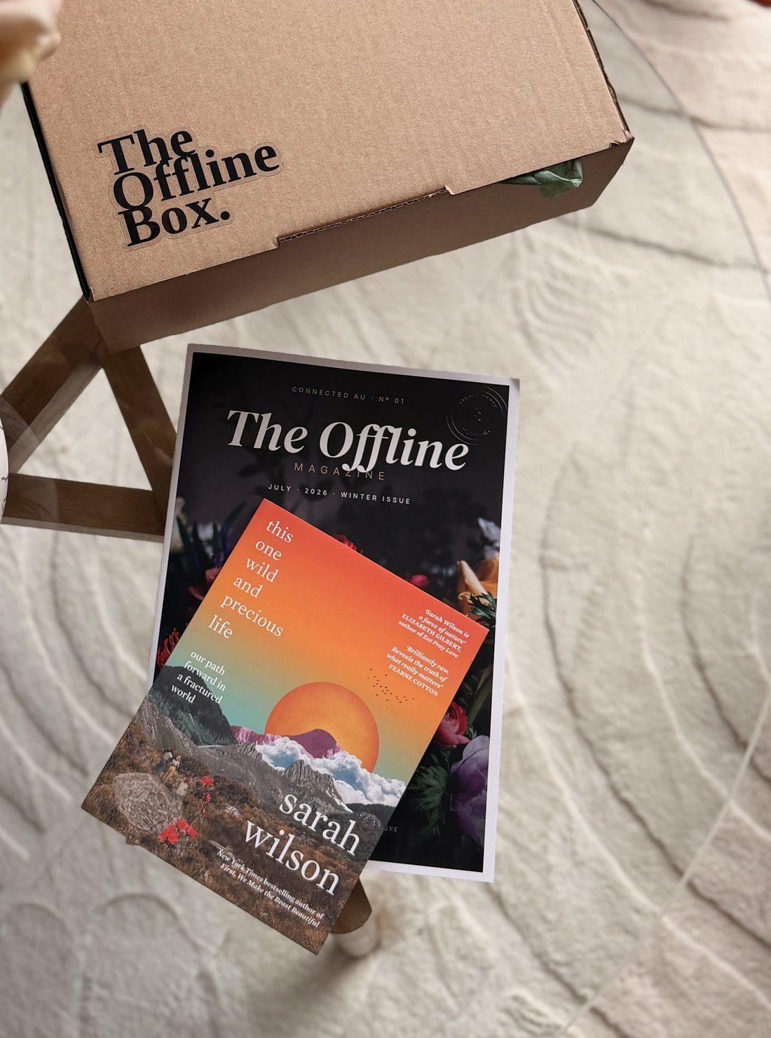 The box with the magazine resting on it