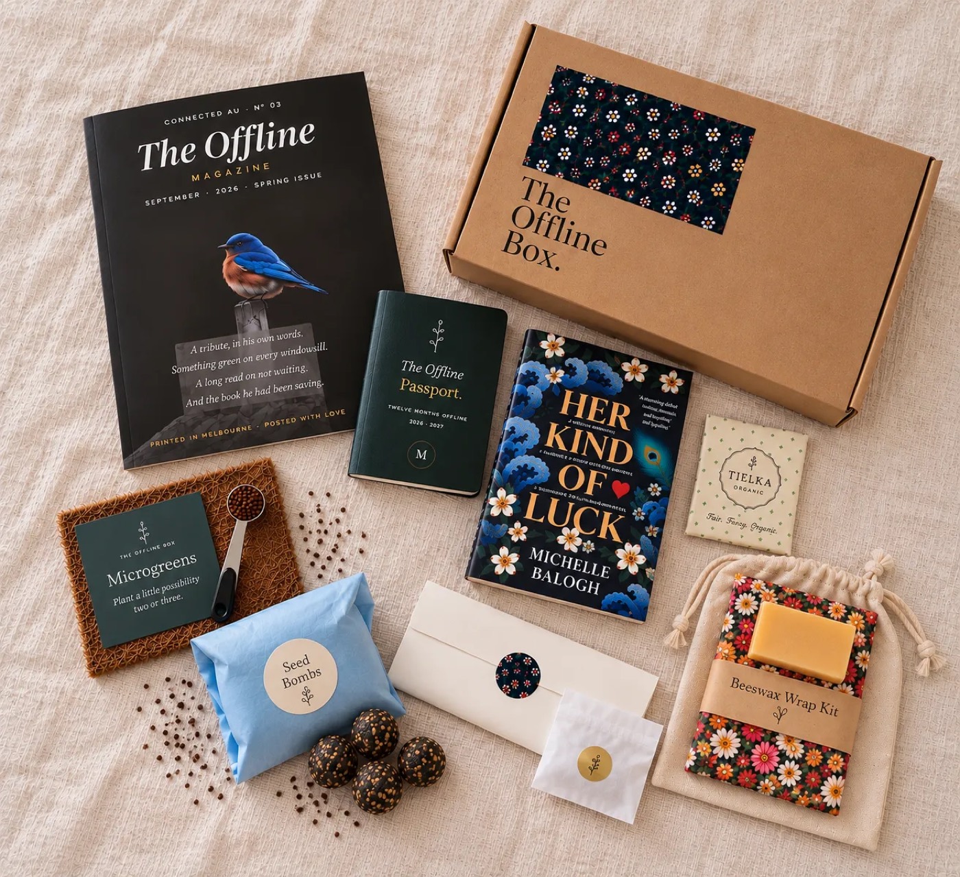 Everything in the September box, laid out
